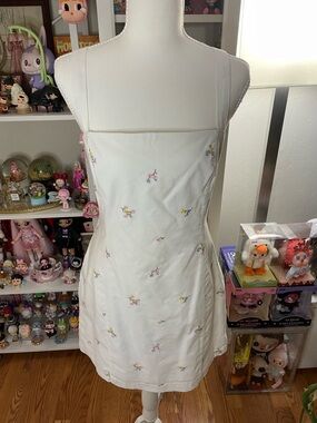 Forever 21 White Floral Embroidered Mini Dress Size Large